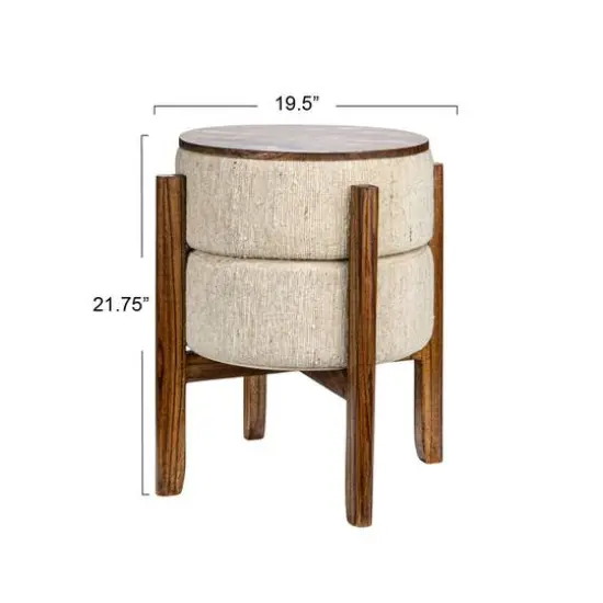 Hello Honey® 22" Woven Cotton & Wool Blend Table to Stool with Oak Wood Legs {8}