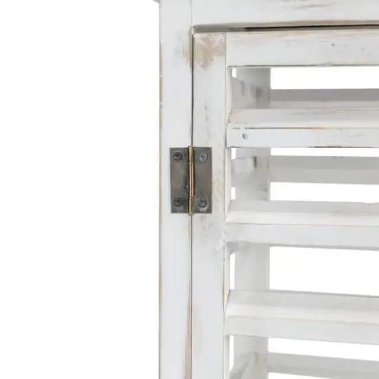 Modern Farmhouse White Wooden Shutter Lantern Set, 25.5" & 19" {8}