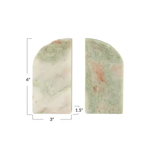 Hello Honey&reg; 6" Green Half Arch Marble Bookend Set {5}