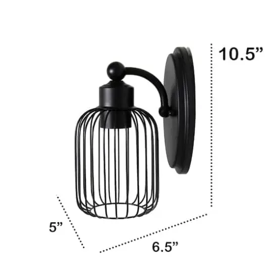 Lalia Home Ironhouse 10.5" Black Cage Wall Sconce {5}