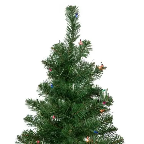 6ft. Pre-Lit Wilson Pine Slim Artificial Christmas Tree, Multicolor Lights {6}
