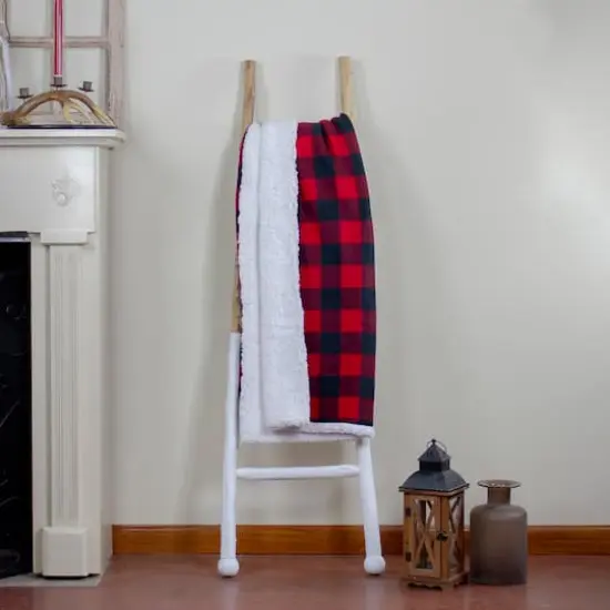 Black & Red Buffalo Plaid Christmas Throw Cover with Sherpa Backing {3}