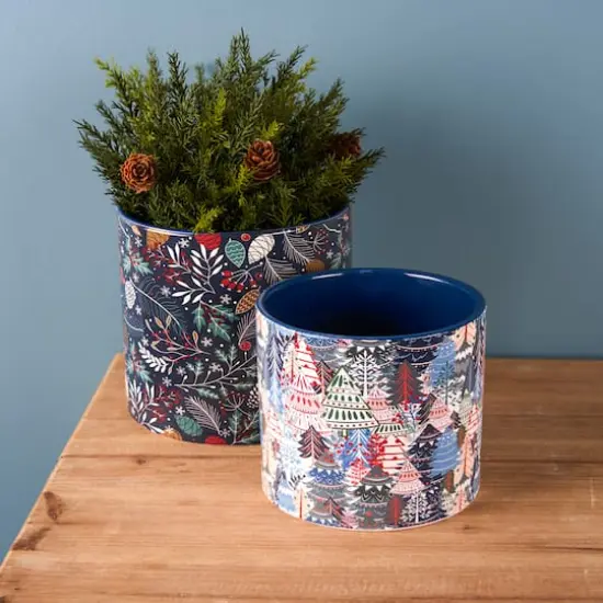 Berry & Pine Tree Holiday Planter Set {3}