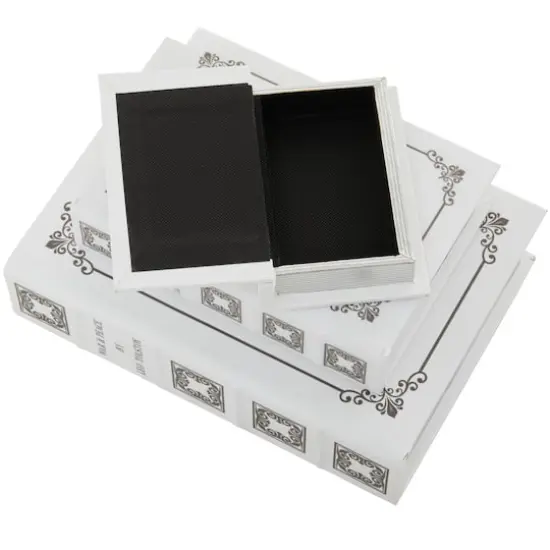 Off White Faux Leather Faux Book Box Set {5}