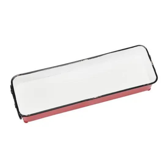 Hello Honey&reg; 16" Decorative Metal Tray with Handles Red {6}