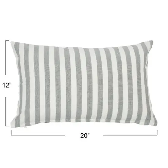 Hello Honey&reg; 20'' Striped Gray Cotton Lumbar Pillow Cover {3}