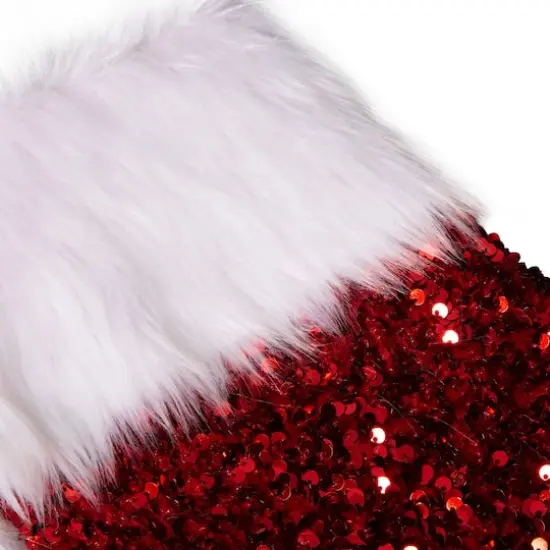 Glitzhome&reg; 21" Red Sequin Christmas Stocking {4}