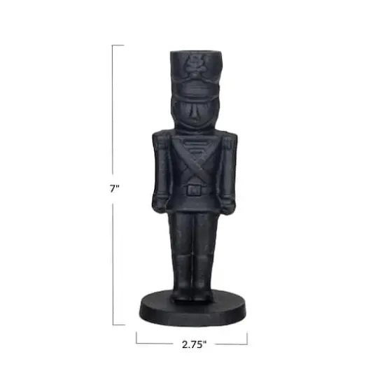 Hello Honey&reg; 7" Black Cast Metal Soldier Taper Candle Holder {5}