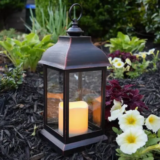 Kate Aspen&reg; 12" LED Vintage Manchester Decorative Copper Lantern {3}
