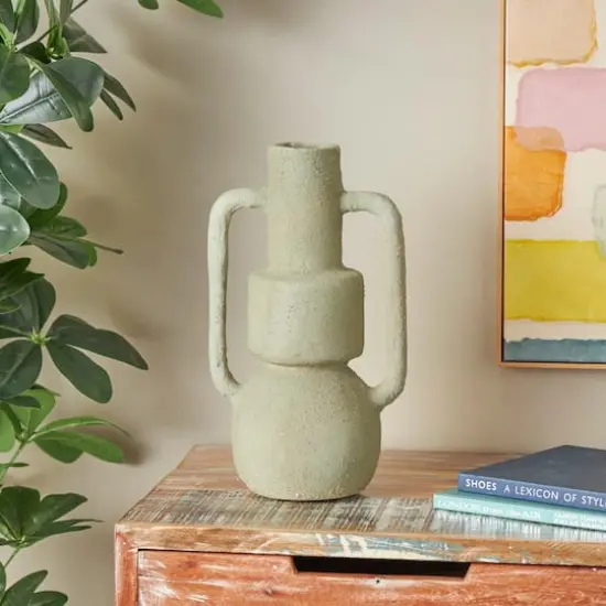 16" Light Gray Paper Mache Textured Vase {6}