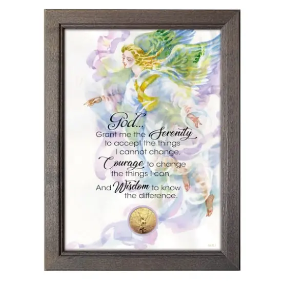 Serenity Prayer With Angel Coin in 5" x 7" Frame" {1}