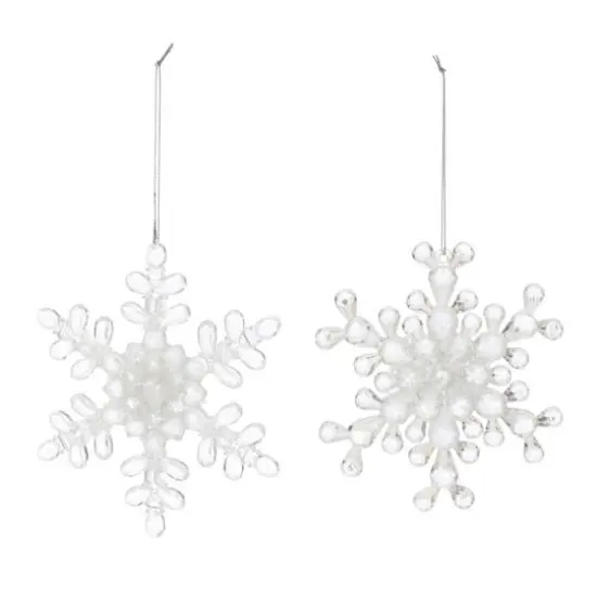 5.25" Clear Snowflake Acrylic Ornament Set {3}