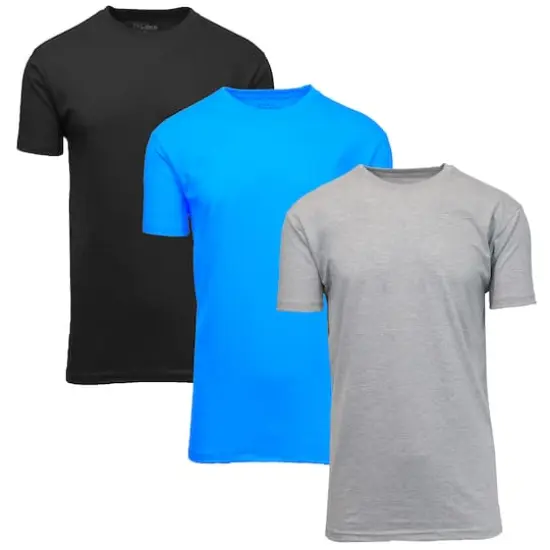 Galaxy By Harvic Crew Neck Men's T-Shirt 3 Pack Black/Aqua/Heather Gray {1}