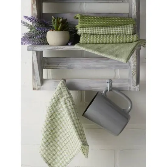 DII&reg; Antique Green Mixed Pattern Dishcloths, 5ct. {7}