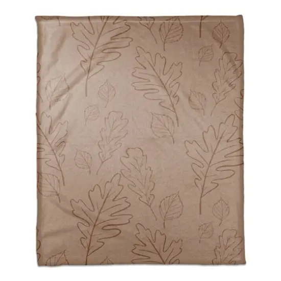 Dusty Rose Leaf Patterned Coral Fleece Blanket {1}