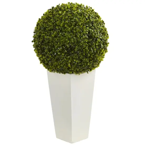 2.5ft. Boxwood Ball Topiary in White Tower Planter {1}