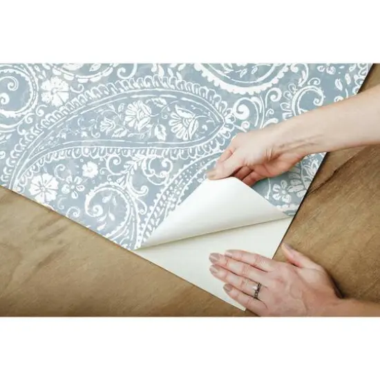 RoomMates Paisley Prince Peel & Stick Wallpaper Blue and White {7}