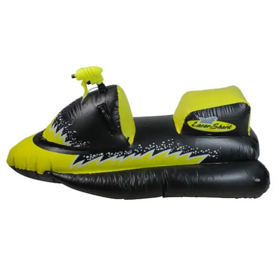 Swim Central 51" Yellow & Black Shark Inflatable Wet-Ski Pool Squirter with Gripped Handles {1}
