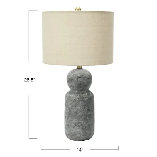Hello Honey® 26.5" Curvy Gray Stoneware Desk Lamp with Linen Drum Shade {5}