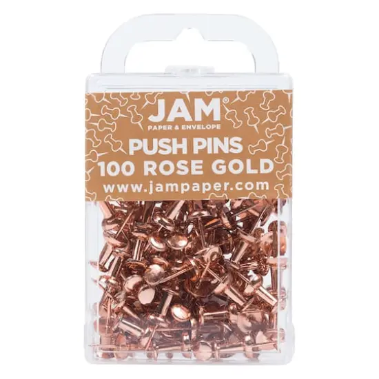 JAM Paper Colorful Standard Push Pins, 100ct. Rose Gold {1}