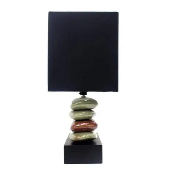 Elegant Designs&trade; 14" Rectangular Dual Stacked Stone Table Lamp with Black Shade {6}