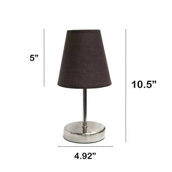 Creekwood Home Nauru 10.5" Sand Nickel Petite Metal Stick Table Lamp Espresso Brown {4}