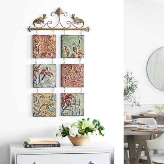 Brown Wrought Iron Traditional Floral Wall Decor {10}