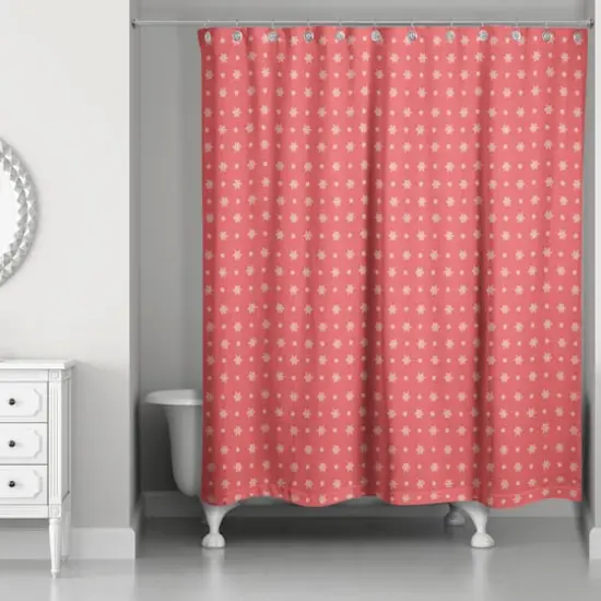 Red Snowflake Pattern Shower Curtain {3}