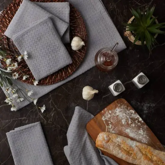 DII&reg; Gray Recycled Cotton Waffle Dish Towels, 6ct. {7}