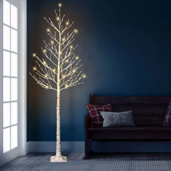 8ft. Pre-Lit White Artificial Twig Christmas Tree, Clear Lights {6}