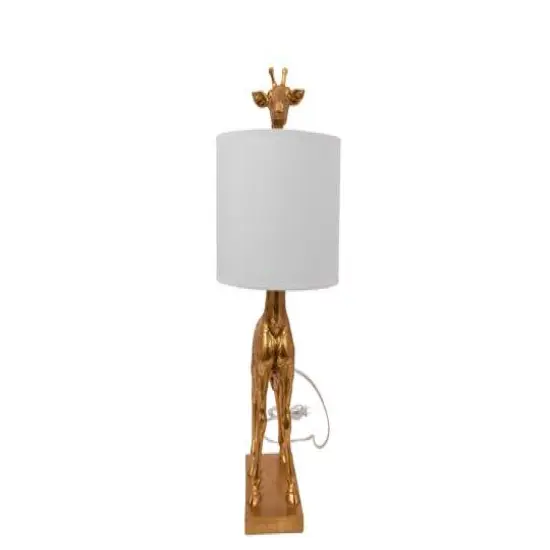 Hello Honey&reg; 27.8" Gold Giraffe Lamp with Linen Shade {12}
