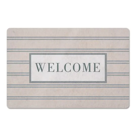 Welcome Stripe Floor Mat Blue/Blush {1}