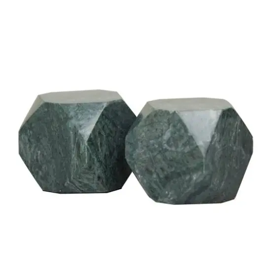 CosmoLiving by Cosmopolitan 4" Geometric Marble Block Bookend Set Gray {2}