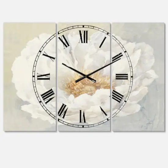 Designart 'White Serene Peony Traditional Multipanel Wall Clock {1}