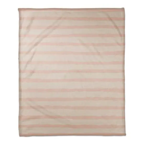 Stripes Coral Fleece Blanket Cream/Pink {1}