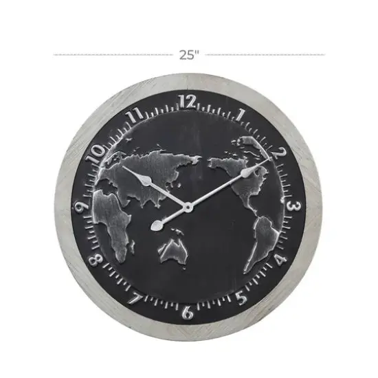 Black Vintage Metal Wall Clock, 25" x 25" {8}