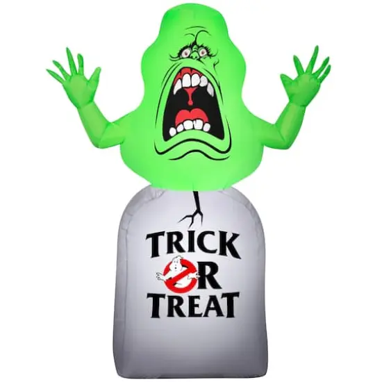 3.5ft. Airblown® Inflatable Halloween Ghostbusters Slimer on Tombstone {1}