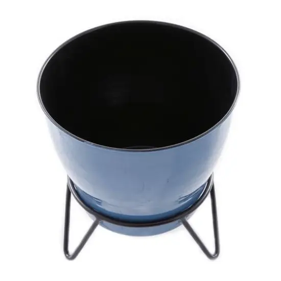 Set of 2 Blue Iron Modern Planter, 11" x 10" x 10" {6}