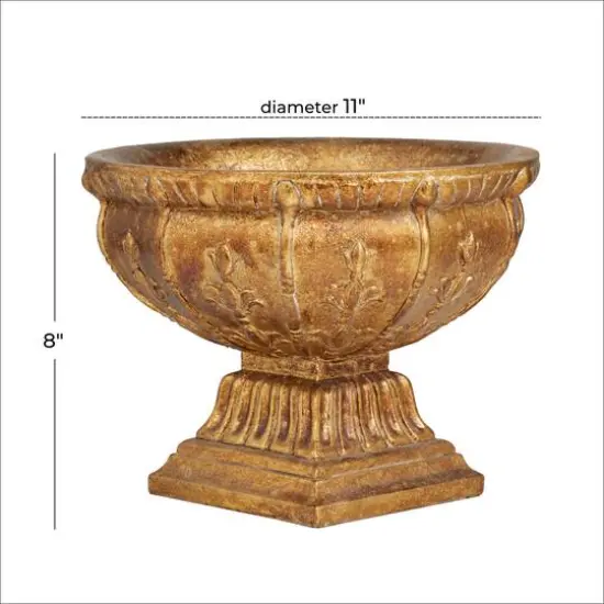 Gold Polystone Traditional Decorative Bowl, 9" x 11" x 11" {7}