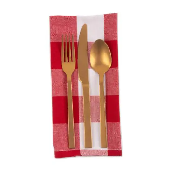 DII&reg; Buffalo Check Oversized Napkin, 6ct. Tango Red/White {5}