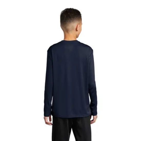 Port & Company&reg; Youth Long Sleeve Performance T-Shirt Deep Navy {5}
