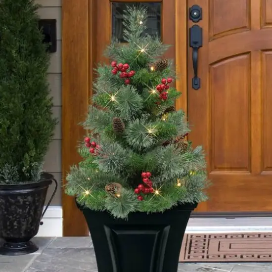 30" Pre-Lit Urn Filler with Battery-Operated Timer Set {3}