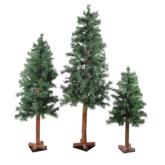 3ft., 4ft., & 5ft. Unlit Woodland Alpine Artificial Christmas Tree Set {1}