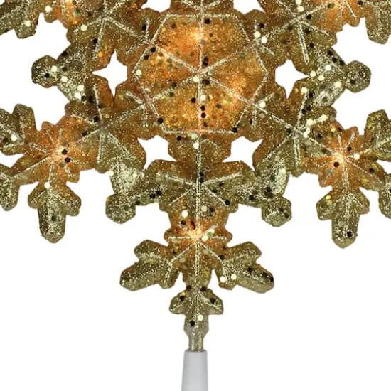 9" Gold Lighted Snowflake Christmas Tree Topper {7}