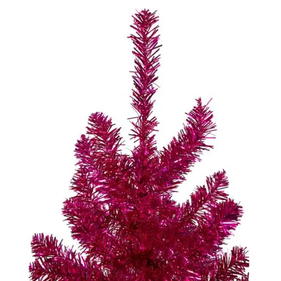 9ft. Unlit Metallic Pink Tinsel Artificial Christmas Tree {5}