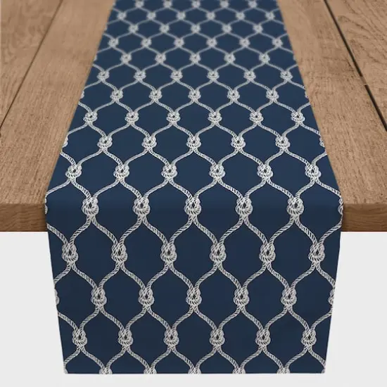 Navy Blue Nautical Knots Poly Twill Table Runner {1}