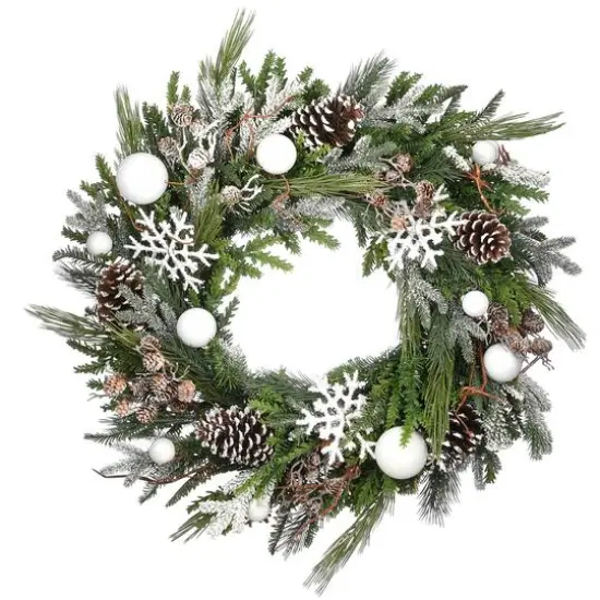 Alpine Collection 30" Warm White LED Decorated Wreath {6}