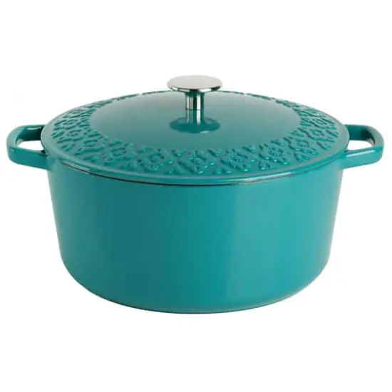 Spice By Tia Mowry Savory Saffron 6qt. Enameled Cast Iron Dutch Oven with Lid Teal {1}