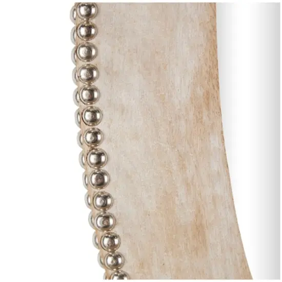 36" Light Brown Wall Mirror with Silver Beaded Outline {4}