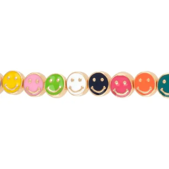 Multicolor & Gold Smiley Face Disc Beads, 9.5mm by Bead Landing&trade; {5}